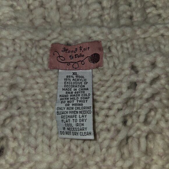 Anthropologie Hand Knit by Dollie Ivory Sequin Wool Knit Cardigan Women Size XL - Picture 5 of 9